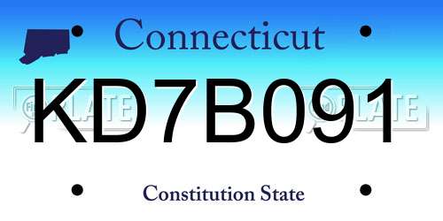 KD7B091 Connecticut License Plate