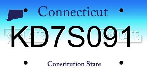 KD7S091 Connecticut License Plate