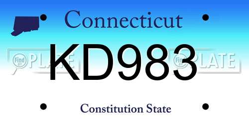 KD983 Connecticut License Plate