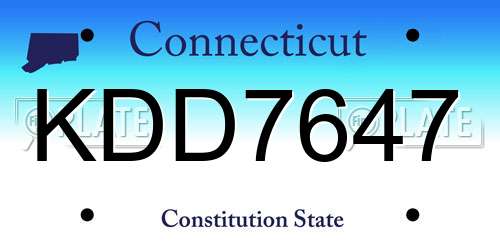 KDD7647 Connecticut License Plate