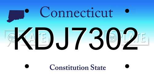 KDJ7302 Connecticut License Plate