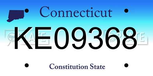 KE09368 Connecticut License Plate