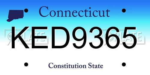 KED9365 Connecticut License Plate