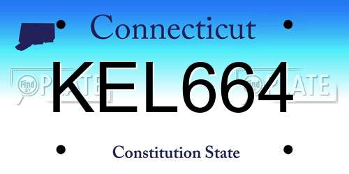 KEL664 Connecticut License Plate