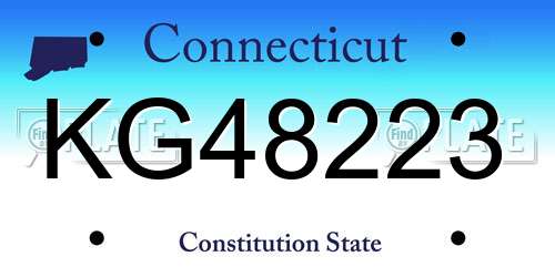 KG48223 Connecticut License Plate