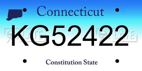 KG52422 Connecticut License Plate