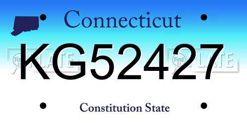 KG52427 Connecticut License Plate