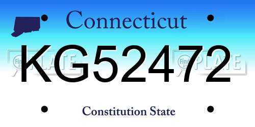 KG52472 Connecticut License Plate