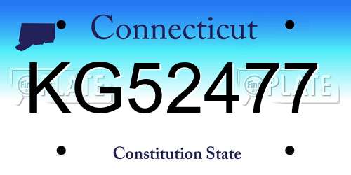 KG52477 Connecticut License Plate