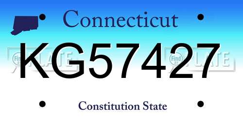 KG57427 Connecticut License Plate