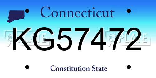 KG57472 Connecticut License Plate