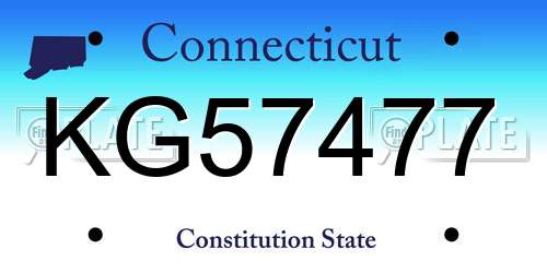 KG57477 Connecticut License Plate
