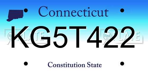 KG5T422 Connecticut License Plate