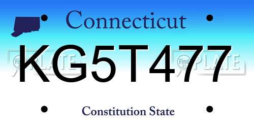 KG5T477 Connecticut License Plate