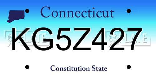KG5Z427 Connecticut License Plate