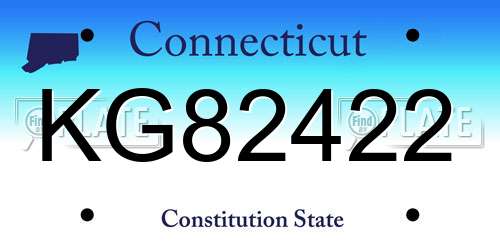KG82422 Connecticut License Plate