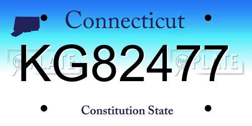 KG82477 Connecticut License Plate