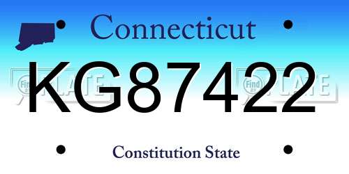 KG87422 Connecticut License Plate