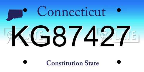 KG87427 Connecticut License Plate