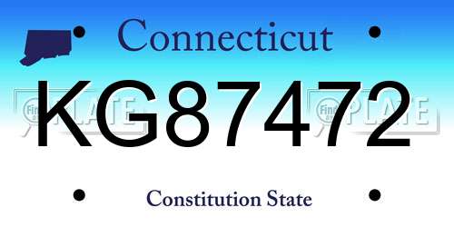 KG87472 Connecticut License Plate
