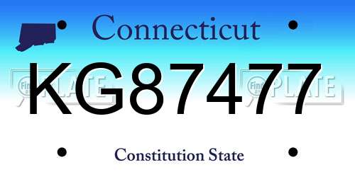 KG87477 Connecticut License Plate