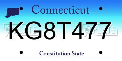 KG8T477 Connecticut License Plate