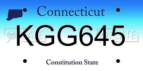 KGG645 Connecticut License Plate