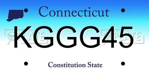 KGGG45 Connecticut License Plate