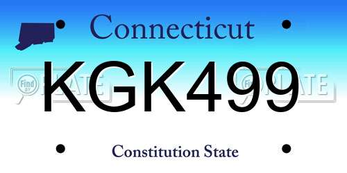 KGK499 Connecticut License Plate
