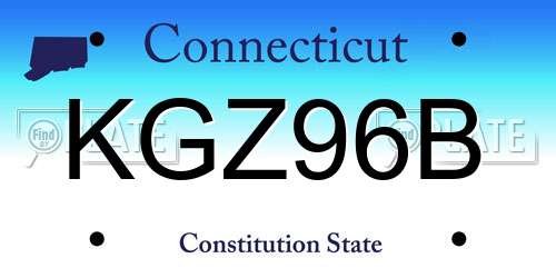 KGZ96B Connecticut License Plate