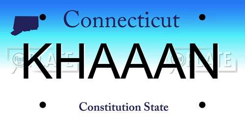 KHAAAN Connecticut License Plate