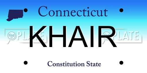KHAIR Connecticut License Plate
