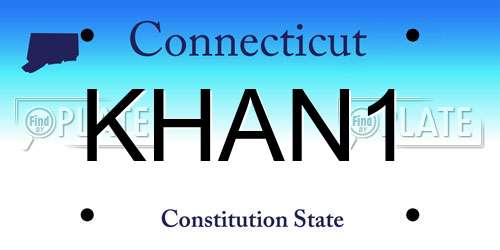 KHAN1 Connecticut License Plate