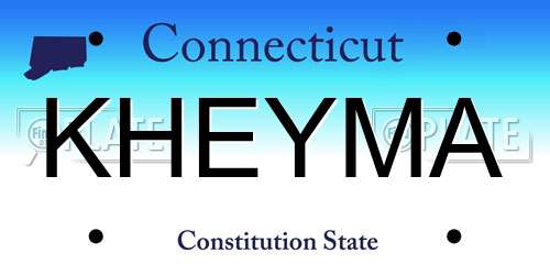 KHEYMA Connecticut License Plate