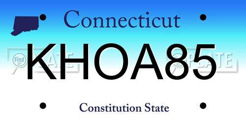 KHOA85 Connecticut License Plate