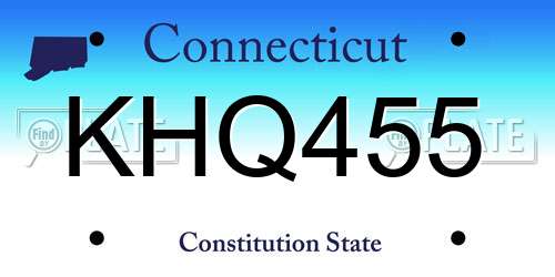 KHQ455 Connecticut License Plate