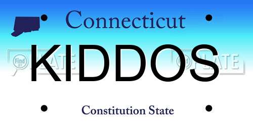 KIDDOS Connecticut License Plate