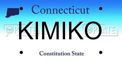 KIMIKO Connecticut License Plate