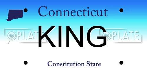 KING Connecticut License Plate