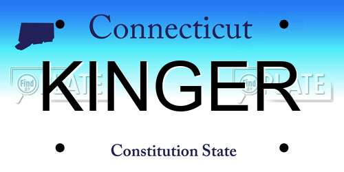 KINGER Connecticut License Plate