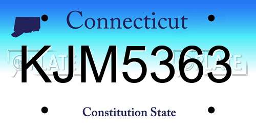 KJM5363 Connecticut License Plate