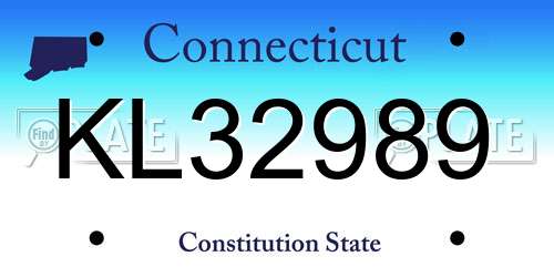 KL32989 Connecticut License Plate