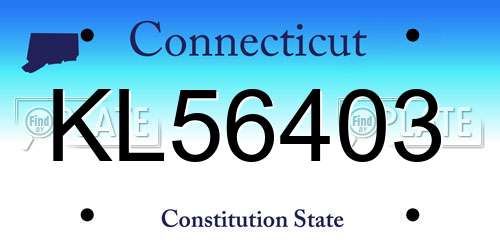 KL56403 Connecticut License Plate