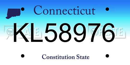 KL58976 Connecticut License Plate