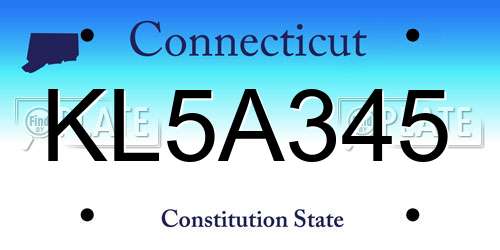KL5A345 Connecticut License Plate