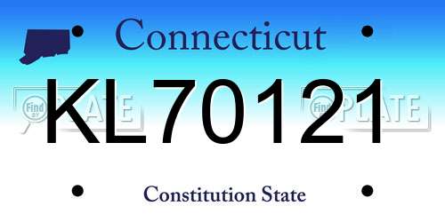 KL70121 Connecticut License Plate