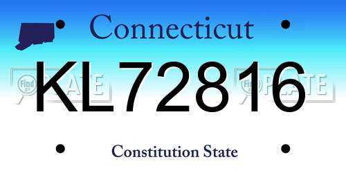 KL72816 Connecticut License Plate
