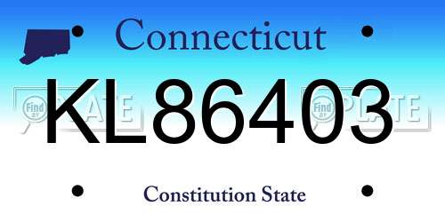KL86403 Connecticut License Plate