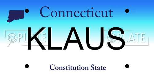 KLAUS Connecticut License Plate