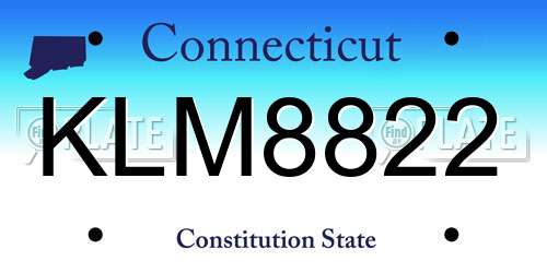 KLM8822 Connecticut License Plate